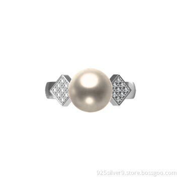 925 sterling silver rings with freshwater pearl diamonds CZ Stones
